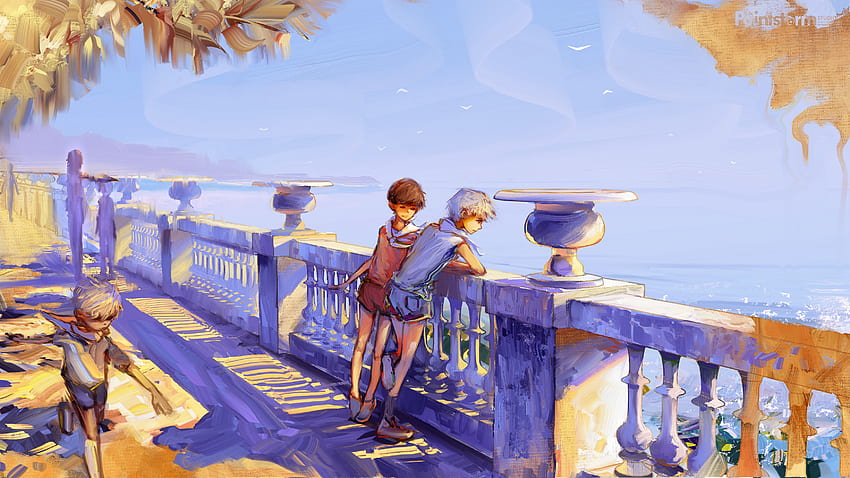 Anak laki-laki, Seni, Anak-Anak, Musim Panas, Tanggul, Dermaga Wallpaper HD