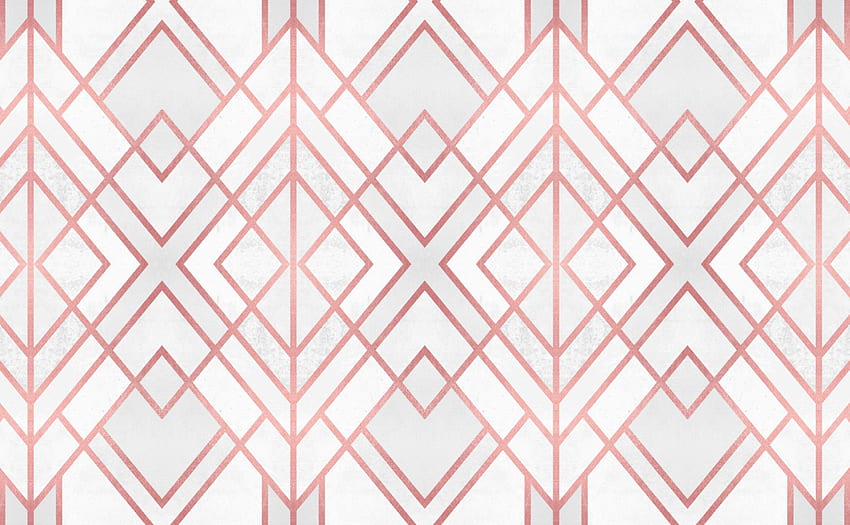 Art Deco Diamond Pattern for Walls. Rose Gold Geo, White and Rose Gold HD wallpaper