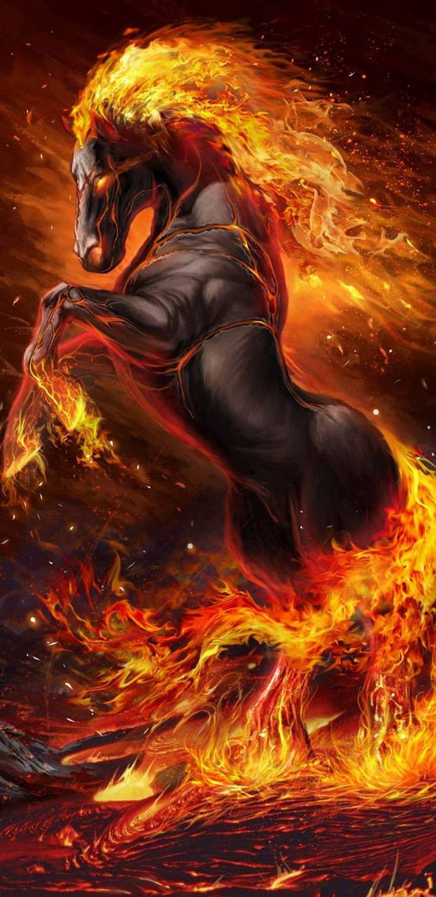 Feuerpferd, Flammendes Pferd HD-Handy-Hintergrundbild
