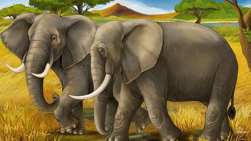 Elephants Always Remember, elefanti, famiglia, memroy, mammifero, erba, Africa, pachiderma Sfondo HD