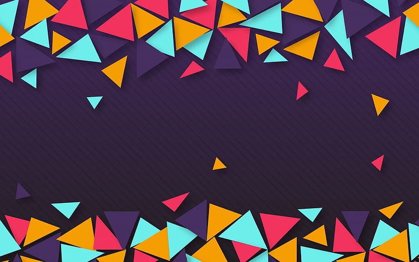 Bright geometric abstraction, multicolored triangles, geometric shapes,  purple background for with resolution . High Quality HD wallpaper | Pxfuel