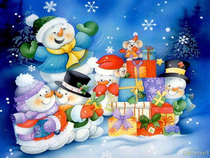 frosty holiday, winter, frosty, happy, snow, childern HD wallpaper