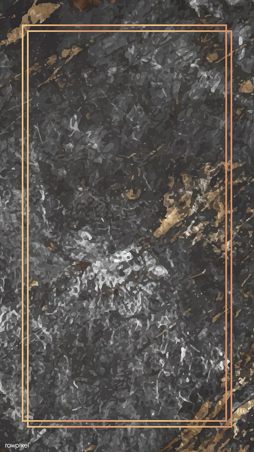 Premium-Illustration des rechteckigen Goldrahmens auf Marmorhintergrund, ästhetischer grauer Marmor HD-Handy-Hintergrundbild
