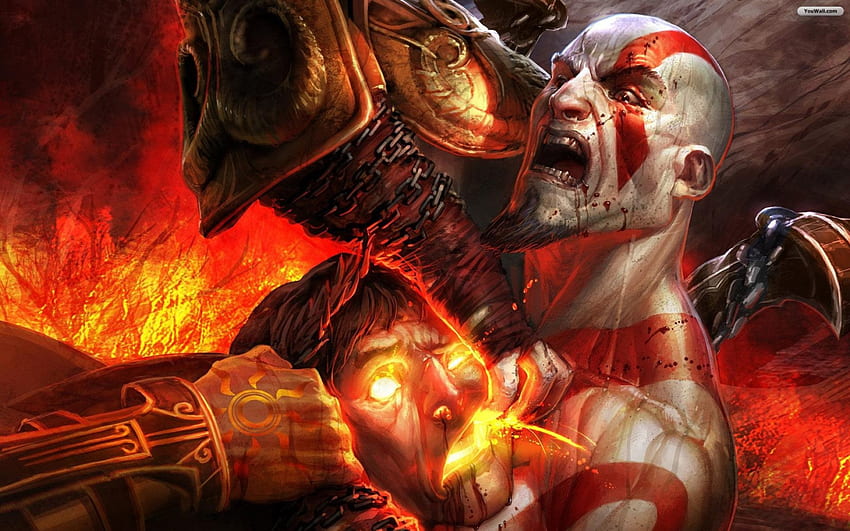 god of war, game, action, fight, fire HD wallpaper