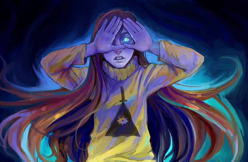 판타지 소녀, 빛나는 눈, 일루미나티, 삼각형 HD 월페이퍼