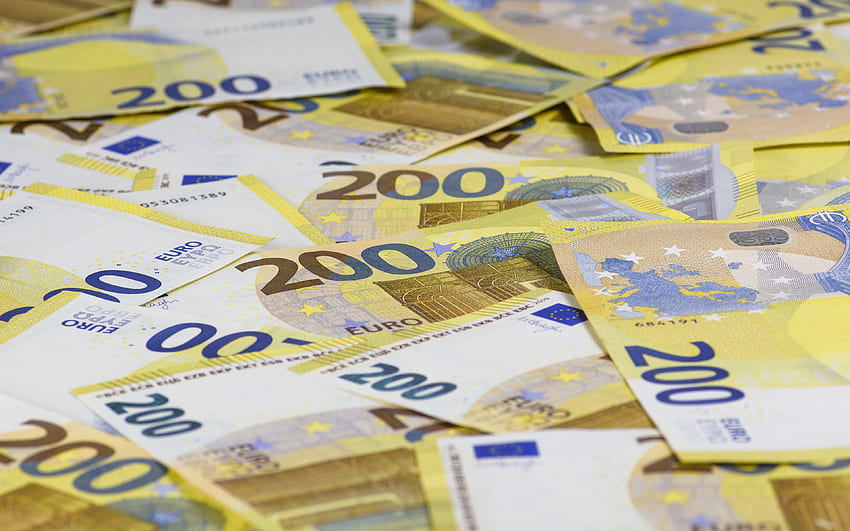 Billets de 200 euros, fond avec de l'argent en euros, 200 euros, fond d'argent, Union européenne, fond de 200 euros Fond d'écran HD