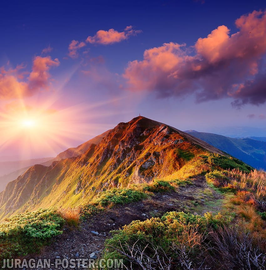 Jual plakat Gambar pemandangan alam gunung Tapeta na telefon HD