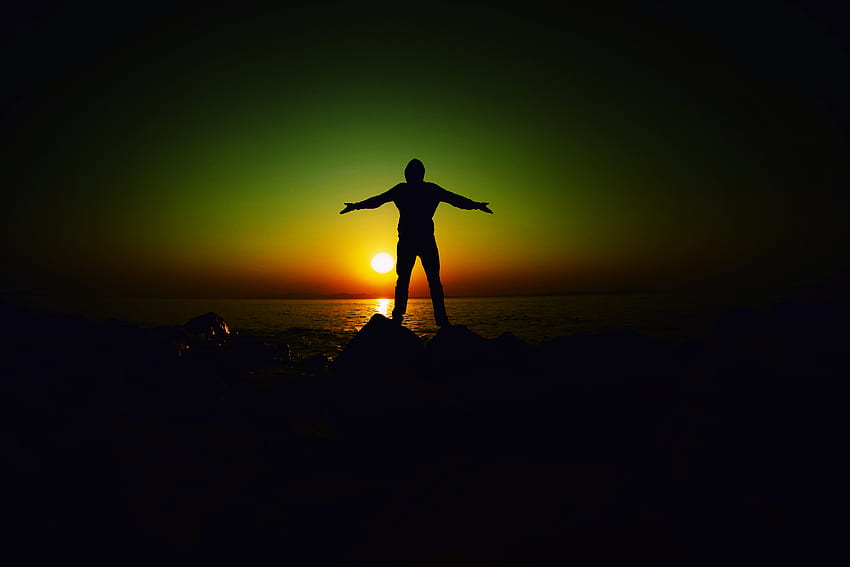 dom, Sunset, Silhouette, , , Human, Person HD wallpaper