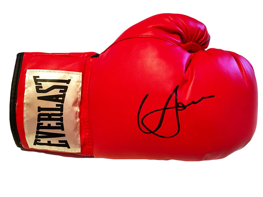 Boxer Vasyl Lomachenko Autographed Everlast Red Boxing Glove in Black HD wallpaper