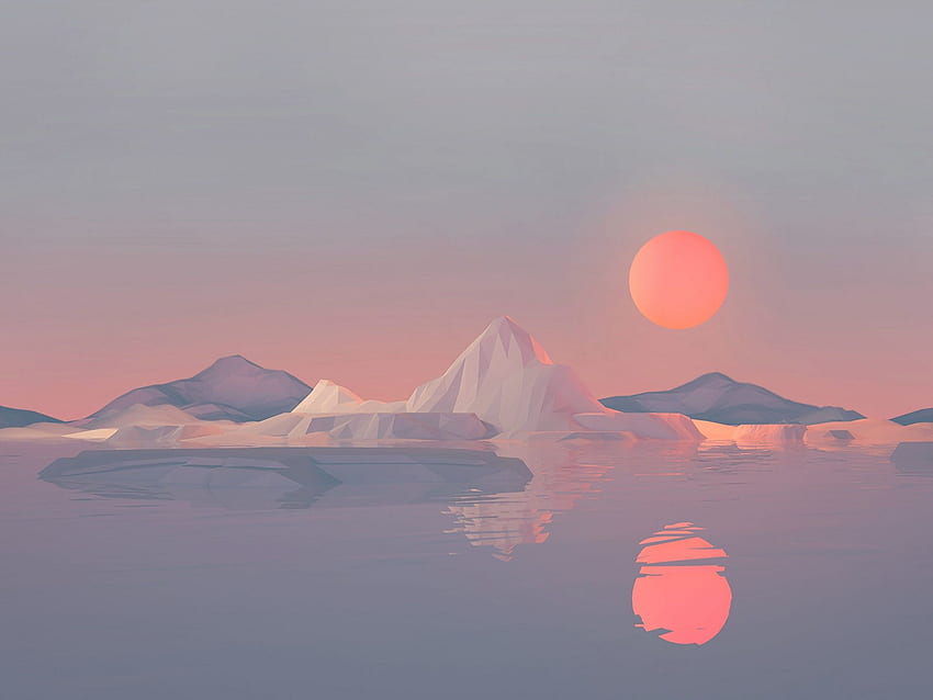 Iceberg Minimalist , Artist, Minimal Sunset HD wallpaper