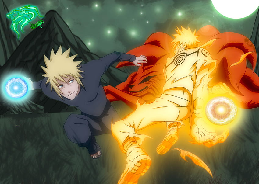 Naruto und Minato Kurama Sage-Modus, Minato Bijuu-Modus HD-Hintergrundbild