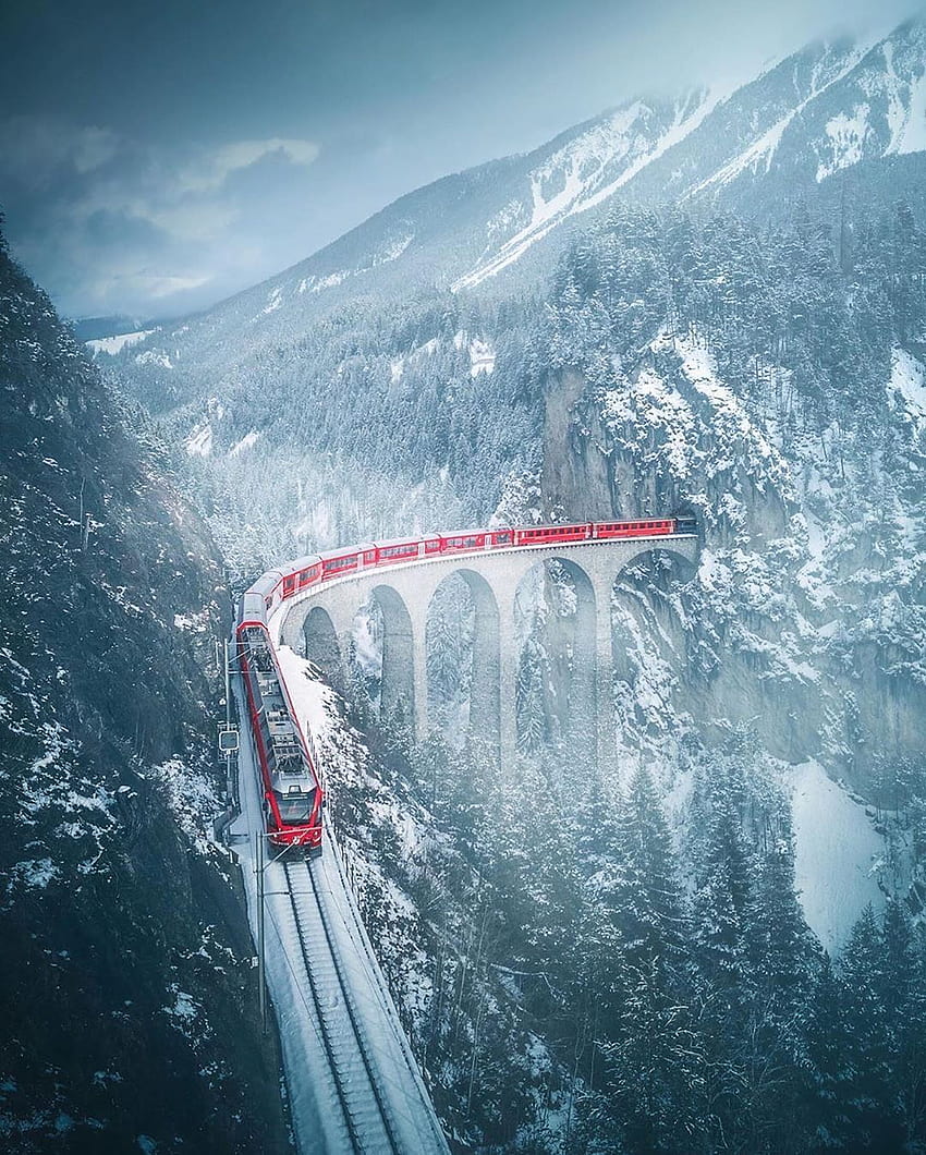Най-добрите места за пътуване, Glacier Express HD тапет за телефон