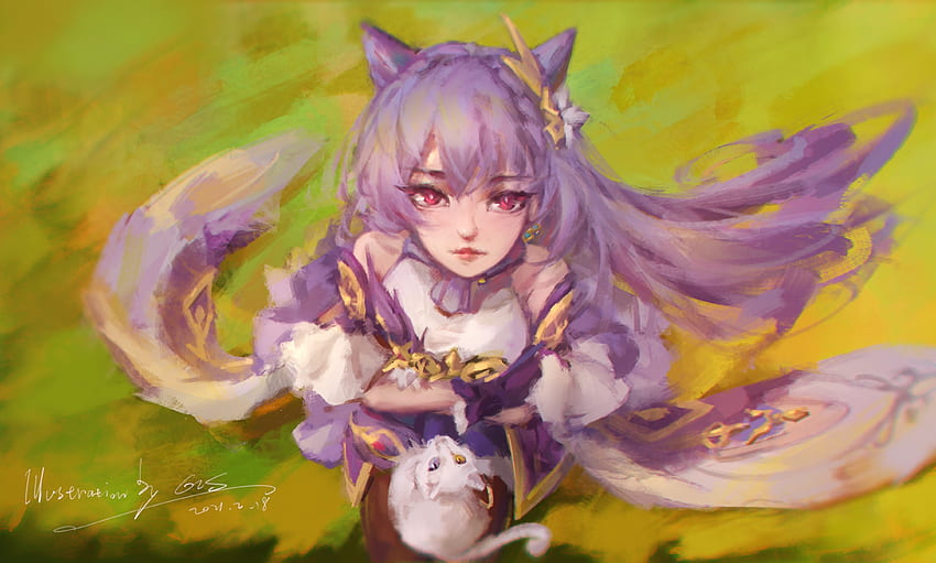 Wolf girl, anime, video game, art HD wallpaper