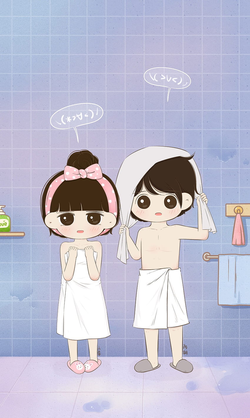 Cute Couple Cartoon Wallpaper