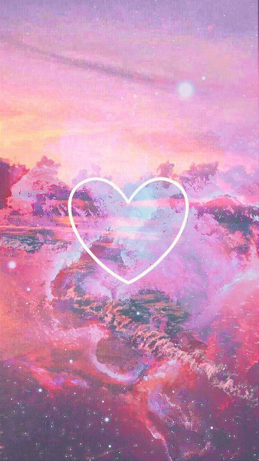 Pink pastel galaxy beach heart —Edited merged to HD phone wallpaper ...