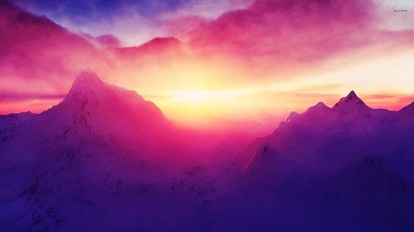 Purple Mountain, Purple Sunrise HD wallpaper