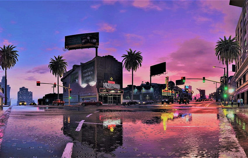 mobil, kota, game, langit, Grand, GTA 5 City Wallpaper HD