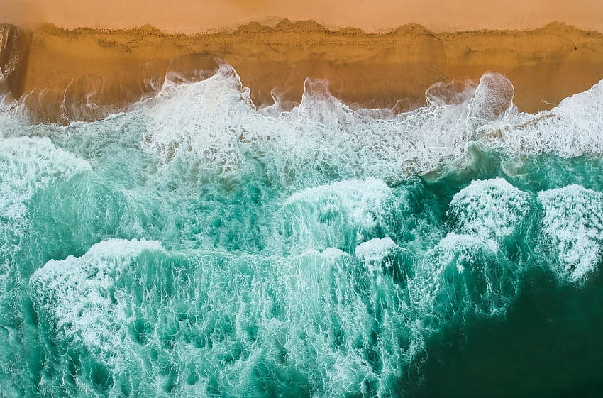 White-green sea waves, seashore, nature HD wallpaper