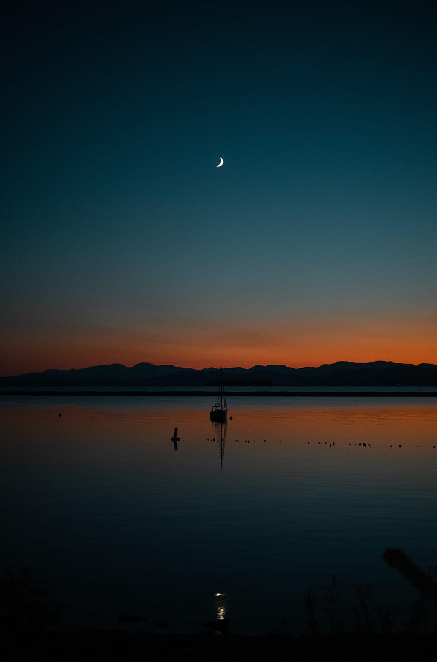 Sunset, Dark, Evening, Boat, Sail HD phone wallpaper