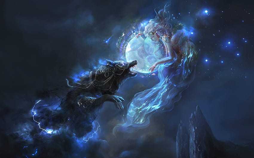 Wolf Woman Moon Smoke Magic Spirit - Resolusi:, Wanita Spiritual Wallpaper HD