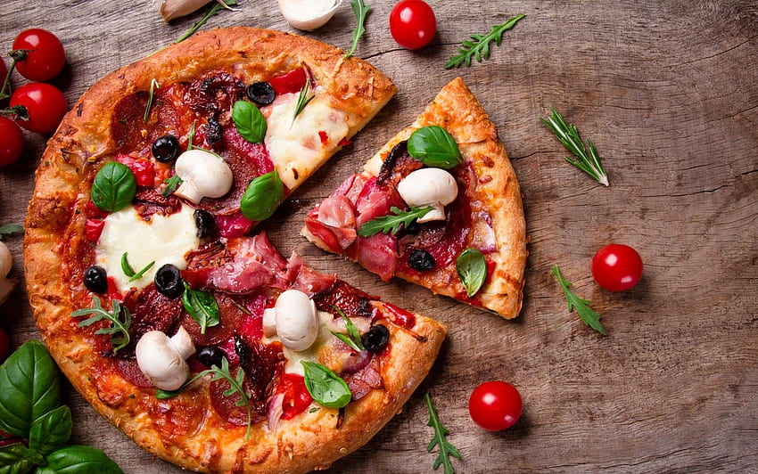 Gourmet-Pizza-Hintergrund. Gourmet-Pizza-Hintergrund, Gourmet-Spaghetti und Gourmet-Meeresfrüchte HD-Hintergrundbild