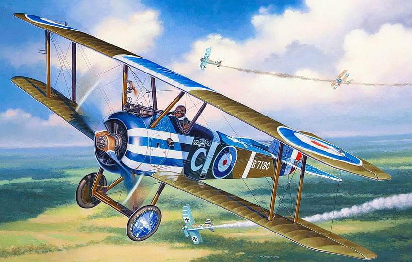the plane, fighter, battle, art, air, British, single, aircraft, known, maneuverability, among, those, great, WWI., years, Sopwith Camel for , section авиация, WW1 Airplane HD wallpaper