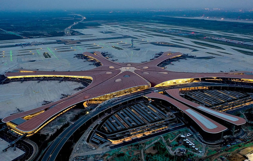 Airport, WFP, Terminal, Daxing, International airport Beijing Daxing, Beijing Daxing International Airport for , section город, Aerial Airport HD wallpaper