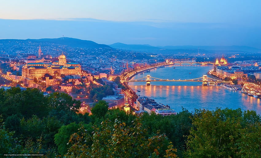 Il Danubio, Budapest, tramonto nella risoluzione Sfondo HD