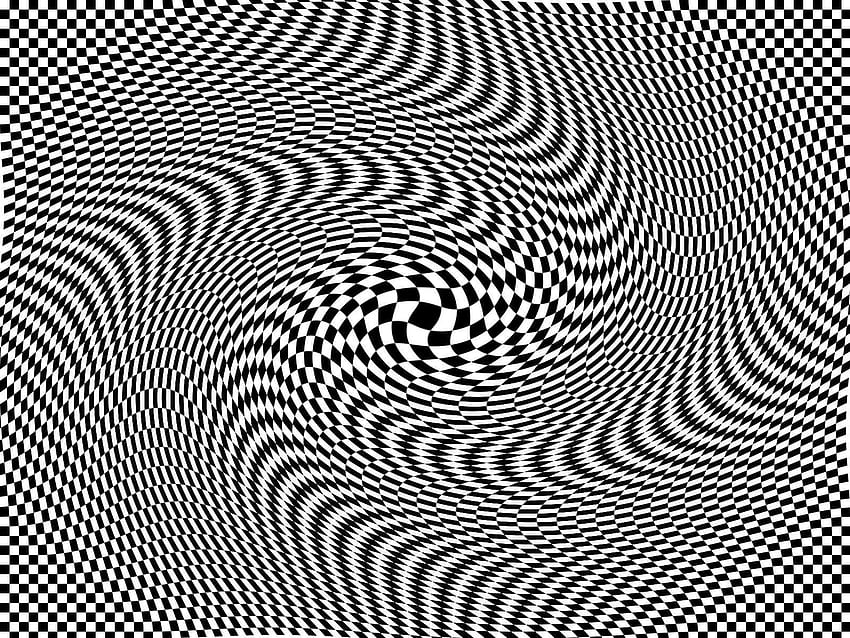 Trippy Spiral Down Pattern: Trippy iluzje optyczne. Generale, Trick Black and White Tapeta HD