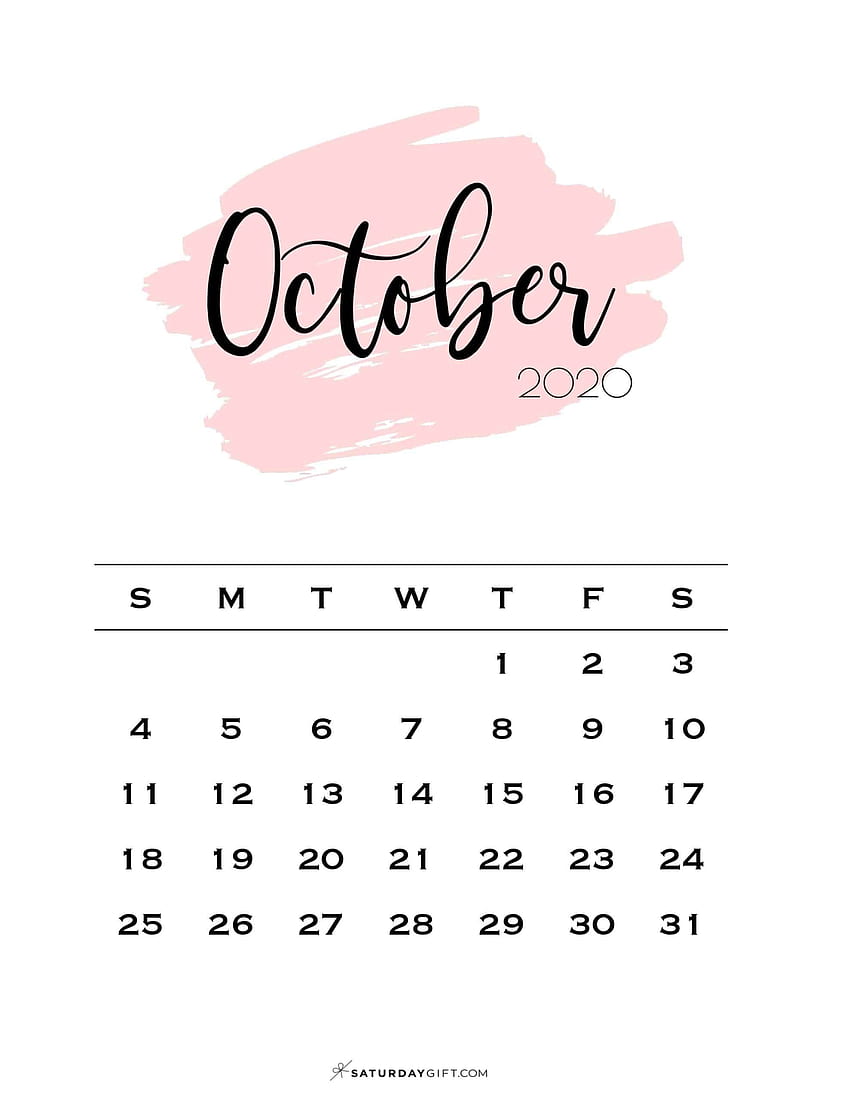 Сладък (& !) Календар за октомври 2021 г. за печат. SaturdayGift. Календар за печат, октомврийски календар, календар HD тапет за телефон
