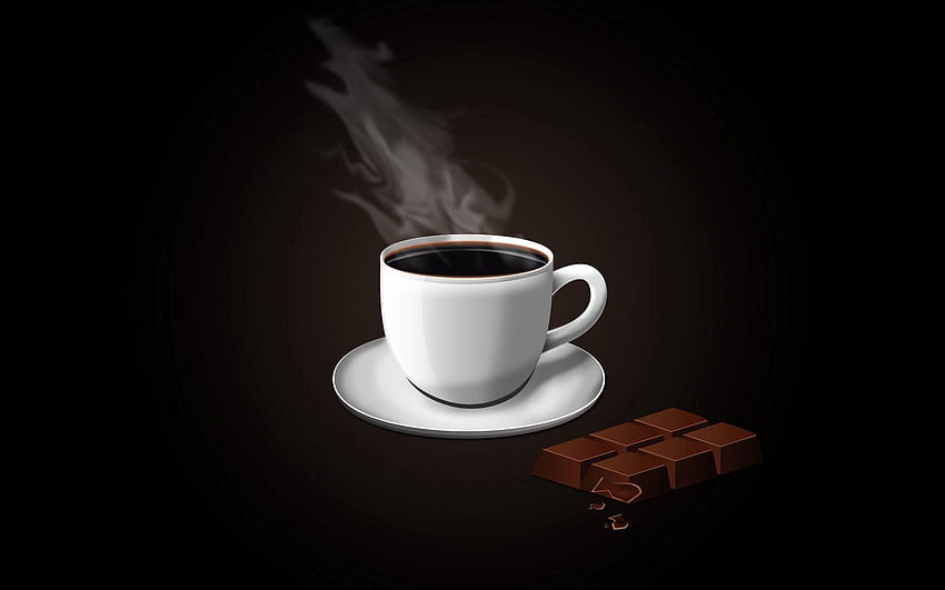 Chocolate, Coffee, Vector, Cup, Plate, Steam HD wallpaper