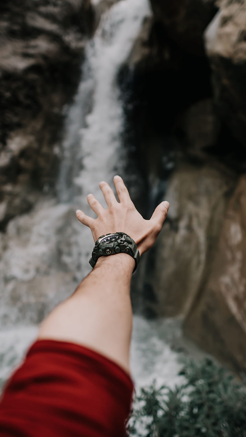 Hand, , , Waterfall, Wrist Watch, Wristwatch, Fingers HD phone wallpaper