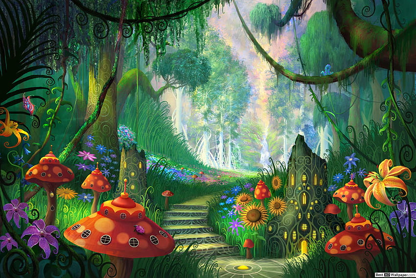 Magical Forest, Magic Mushroom Forest HD wallpaper