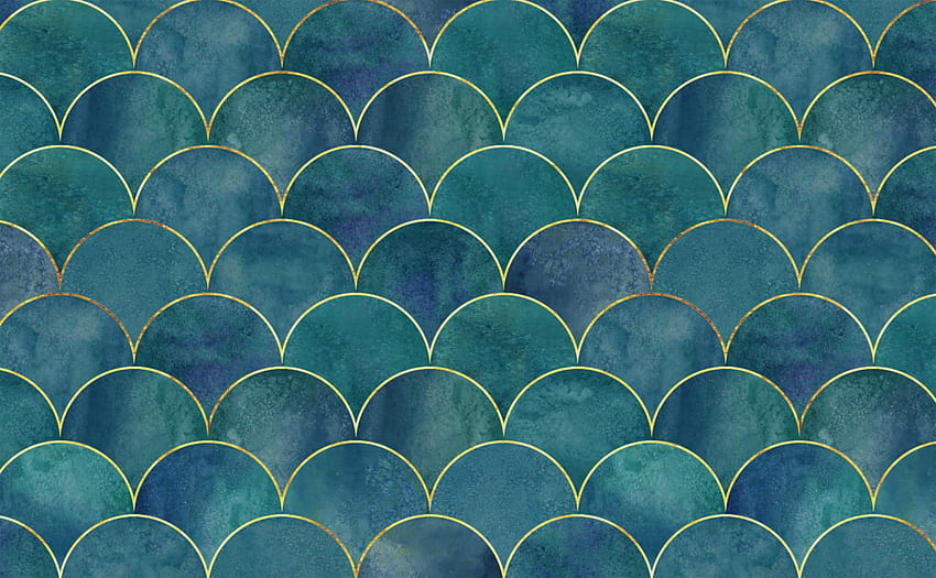Luxury Dark Teal Art Deco Gold Semi Circle Pattern For Walls. On, Dark Green and Gold HD wallpaper