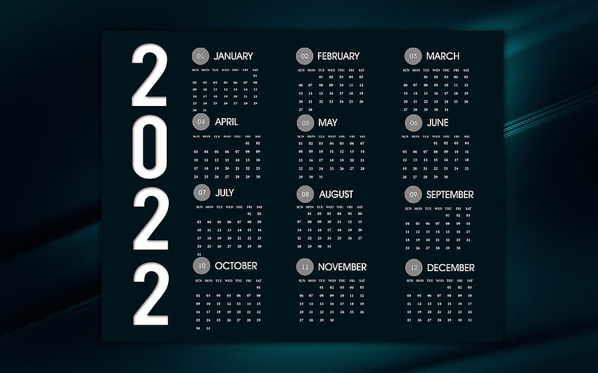 Календар за 2022 г., тъмносин стилен фон, фон със сини линии, тъмносин календар за 2022 г., календар за 2022 г. всички месеци, Календар за 2022 г. HD тапет