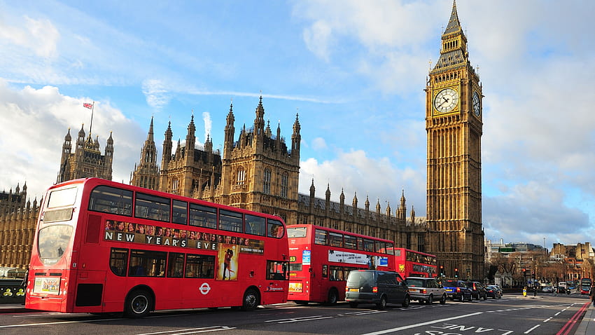 Londres, Angleterre, Big Ben, l'abbaye de Westminster, ville, bus, voyage, tourisme, Architecture, London Day Fond d'écran HD