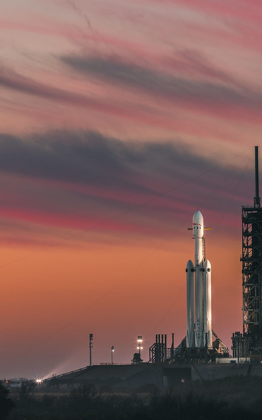 Falcon Heavy, Sky, Sunset, Rocket, Spacex HD phone wallpaper