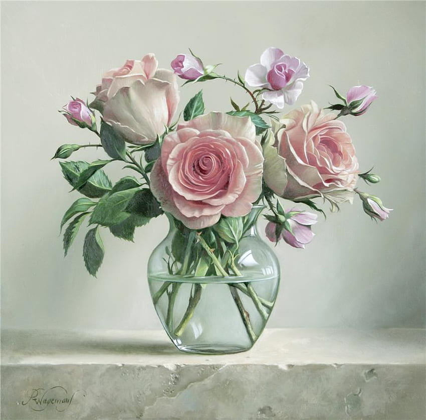 Roses, rose, nature, painting, flower HD wallpaper