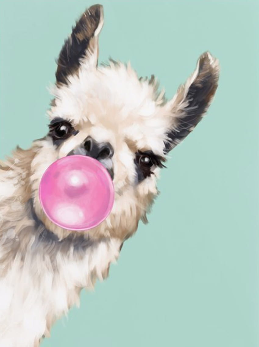 Bubble Gum Sneaky Llama in Green Poster. Llama painting, Llama, Baby Llama HD phone wallpaper