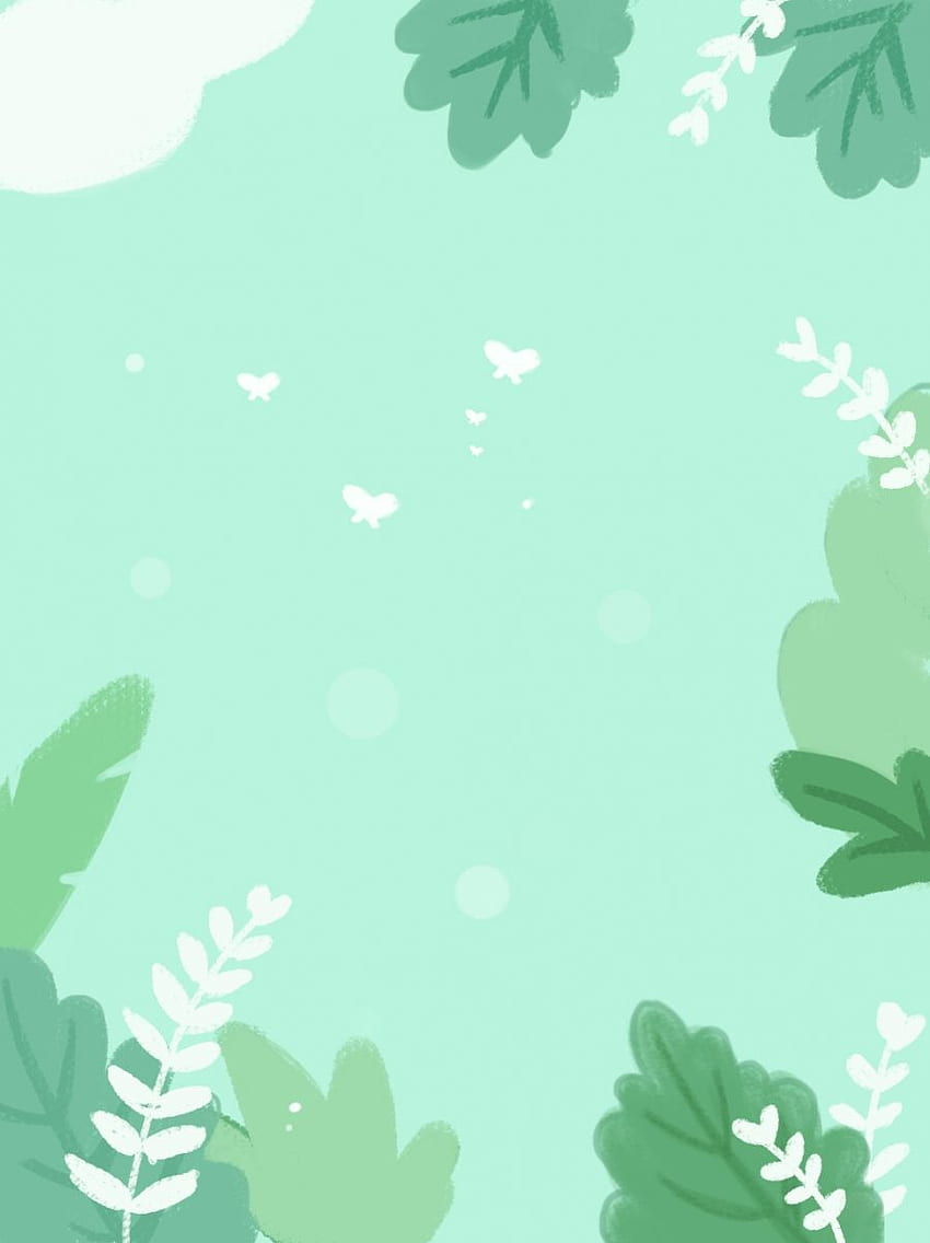 Grüner Sommer-frischer unbedeutender Blatt-Hintergrund. Minzgrün, Pastellhintergrund, Blatthintergrund, süßes Pastellgrün HD-Handy-Hintergrundbild