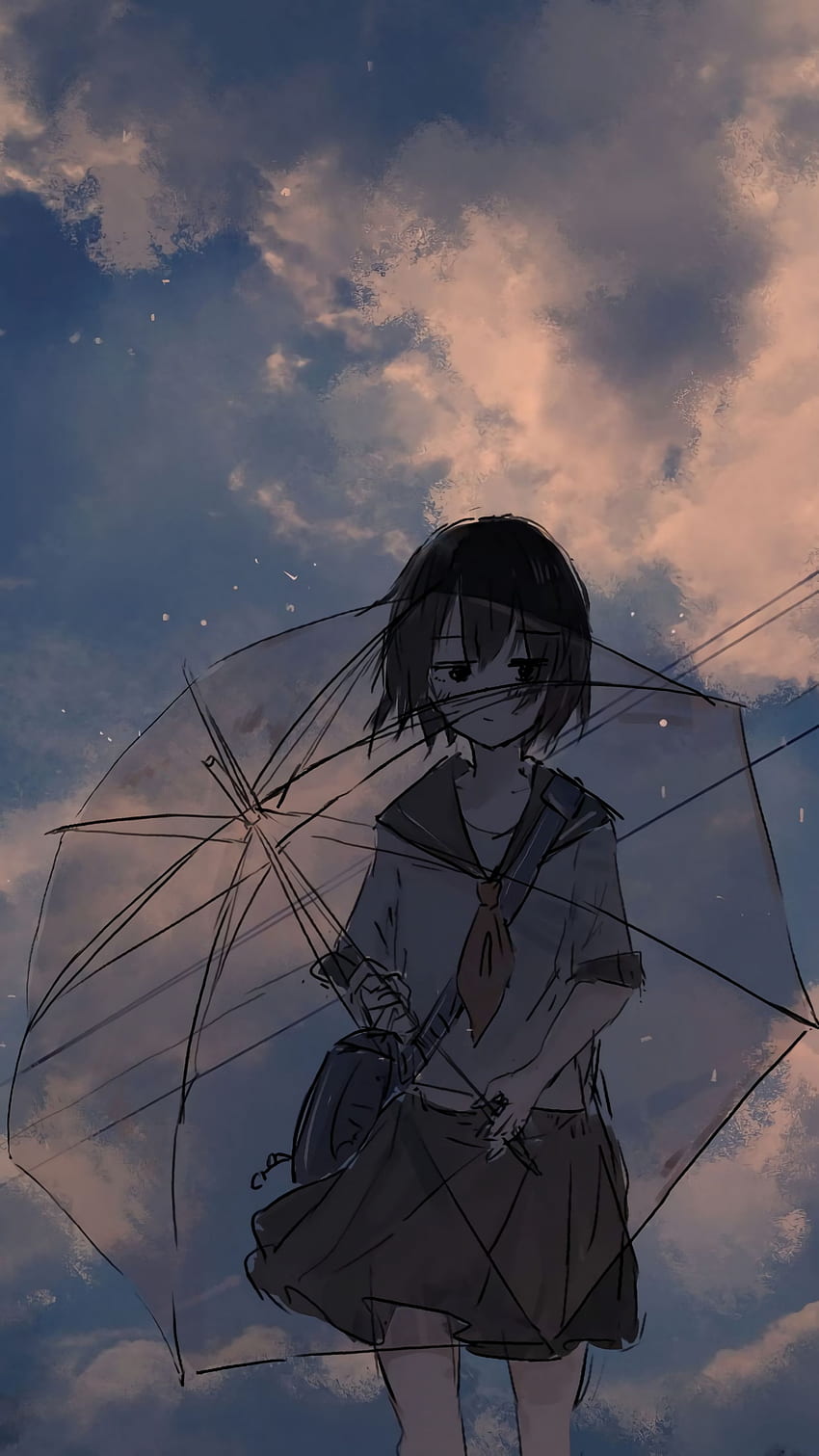 Wallpaper Cute Anime Girl Rain Anime Anime Art Catgirl Raincoat  Background  Download Free Image