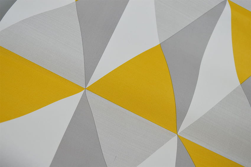 Retro Geometric Yellow Grey White Squares Spots Triangles Vintage HD wallpaper