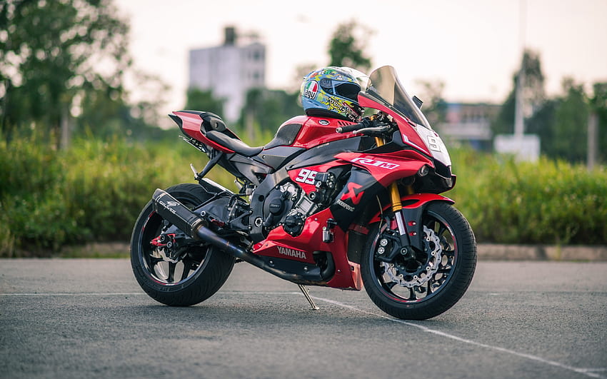 2022, Yamaha YZF-R1M, , widok z boku, rower wyścigowy, czerwono-czarny YZF-R1M, japońskie motocykle sportowe, Yamaha Tapeta HD