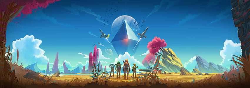 No Man's Sky, Astronauts, video game, landscape, pyramid, survival game HD wallpaper