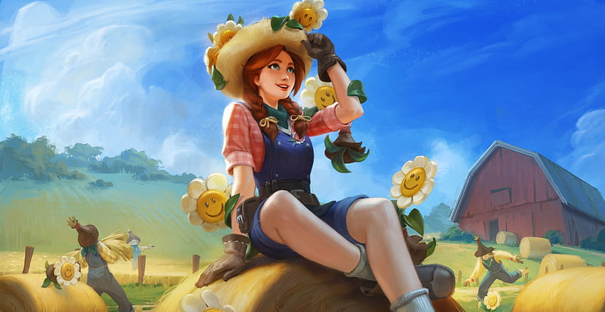 Beautiful girl, video game, Smite, farm, art HD wallpaper
