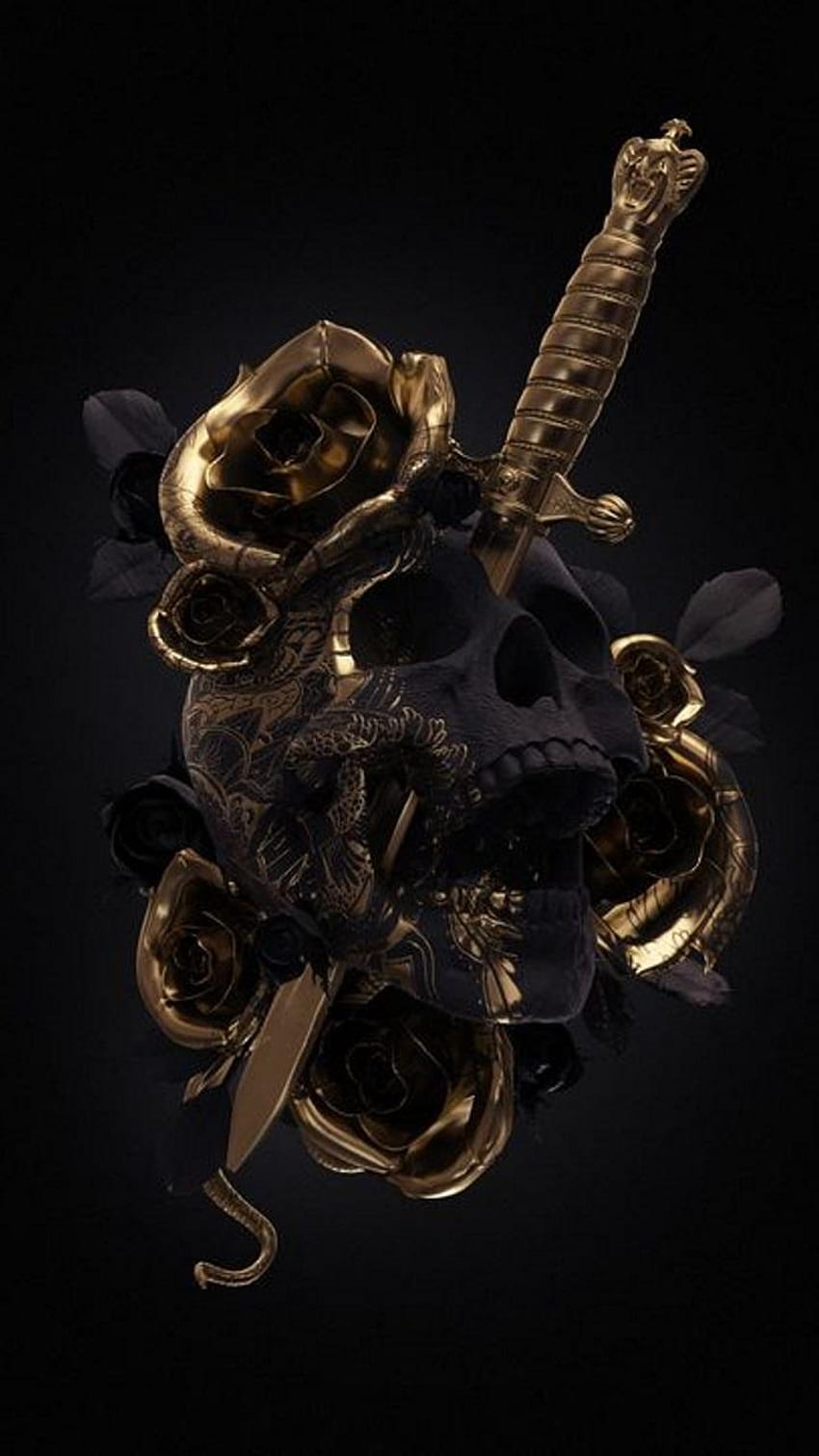 Złota czaszka Złota czaszka Tapeta na telefon HD