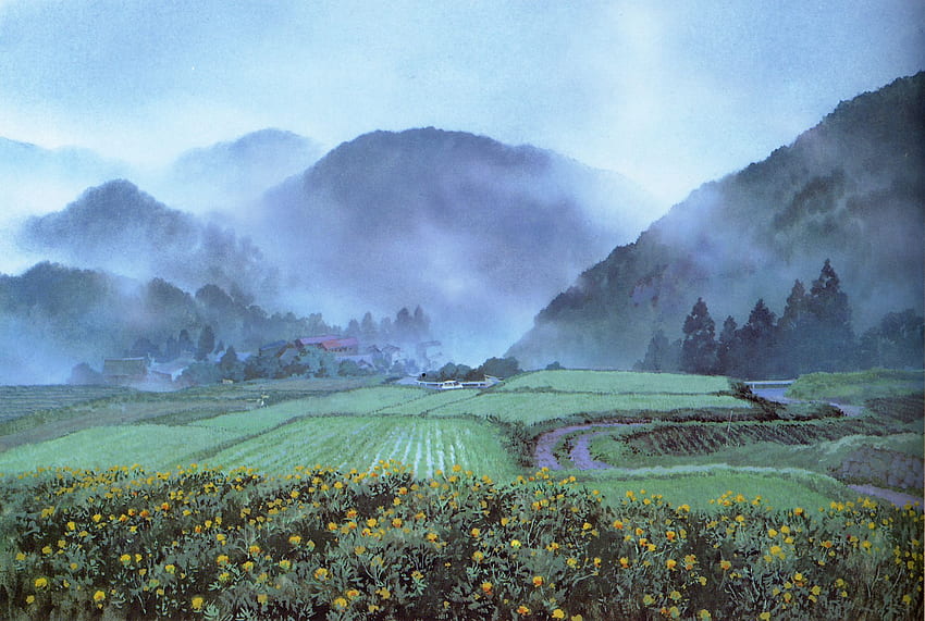 Seulement hier. Site d'anime, paysage de jardin du Studio Ghibli Fond d'écran HD