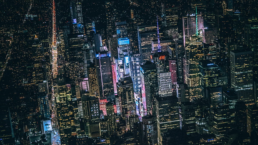 New York Dark City Night Lights Buildings View From - New York City Night Time - -, 4480x2520 HD wallpaper