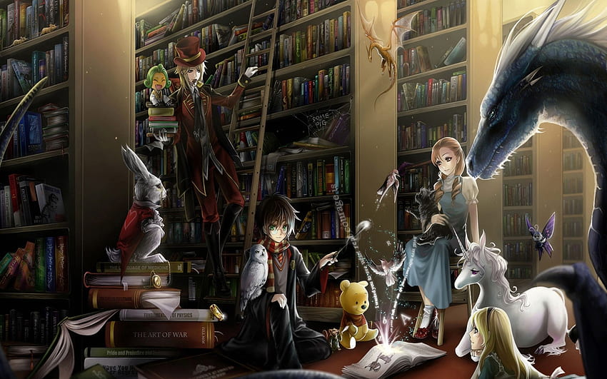 Library and Background, Anime Library HD wallpaper | Pxfuel