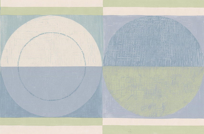 Abstrait bleu vert beige demi-cercles salle de bain cuisine bordure motif géométrique, rouleau 15' x 7'' Fond d'écran HD